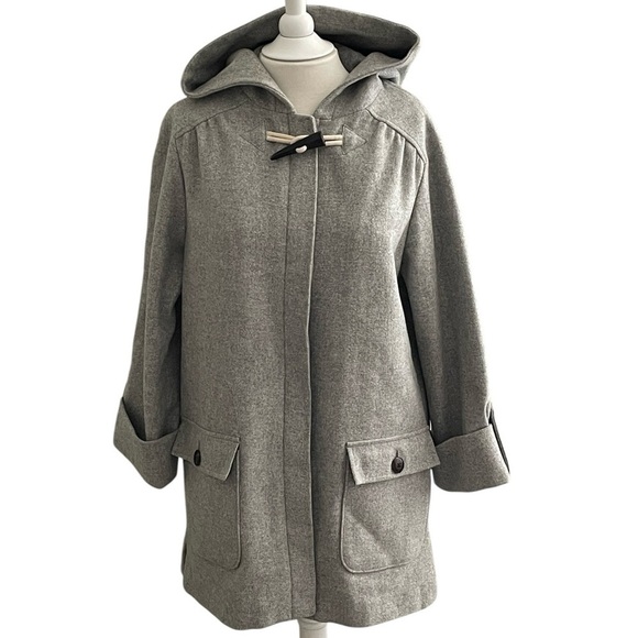 Vintage L.L Bean Button Down Long Gray Wool Jacket Size S - Picture 1 of 11